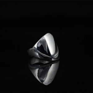 Polished silver punk geometric ring for men featuring a modern triangular flat top design