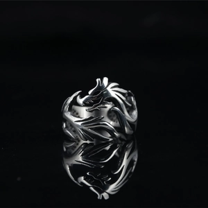 Vintage Dragon Titanium Steel Ring Men Punk Gothic Hollow Out Dragon Head Band Ring Retro Silver Plated Biker Jewelry For Men