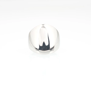 Polished silver punk style square signet ring for men with reflective finish