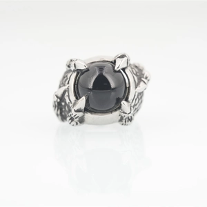 Vintage dragon claw ring for men featuring a black gemstone in a titanium steel setting