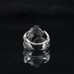 Retro punk silver dragon open ring crafted in S925 sterling silver with detailed engraving
