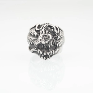 Vintage eagle stainless steel ring for men featuring detailed relief and oxidized finish