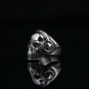 Punk Schedel Ring Roestvrij Staal Dominant Gothic Koptelefoon Ontwerp Band Ring Voor Mannen Rock Biker Gepersonaliseerde Sieraden