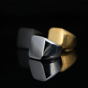 Herren Siegelring Titanstahl Quadratisch Poliert Glatt Fingerring Punk Minimalistisch Mode Schmuck Für Männer Täglich Accessoires