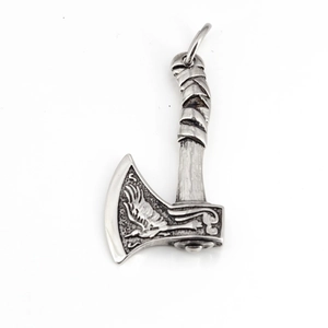 Pendentif hache avec gravure d'aigle en acier titane vintage pour homme