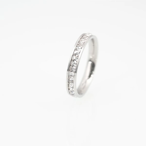 Sparkling titanium steel eternity ring with square princess cut stones for couples
