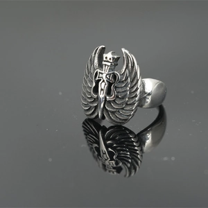 Retro Gothic Angel Wings Sword Cross Crown Ring For Men Vintage Titanium Steel Punk Rock Biker Finger Ring Jewelry Gift