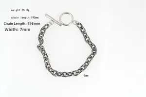 Bracciale a catena retrò in acciaio titanio con fibbia OT peso 15,3g e lunghezza 195mm