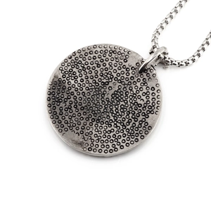 Vintage eagle round pendant necklace in silver stainless steel with box chain for men