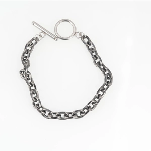 Bracciale a catena in acciaio inossidabile argento vintage con chiusura a ginocchiera