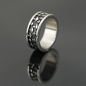 Vintage Titanstahl Pilz Muster Relief Ring Gothic Hip Hop Stil Edelstahl Band Für Herren Damen Retro Schmuck Fingerring