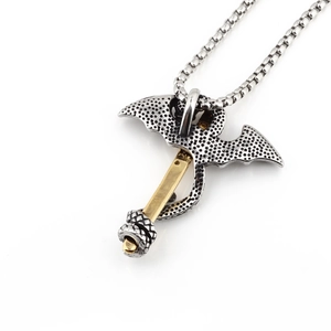 Retro titanium steel pterosaur sword pendant necklace with hip hop bat wing design