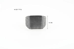 Macro detail of punk style titanium steel ring showing embossed texture and 16.3mm height