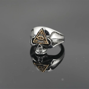 Bague Crâne en Acier Inoxydable Rétro Or Œil D'Horus Gothique Punk Hip Hop Biker Bijoux Pour Hommes Femmes