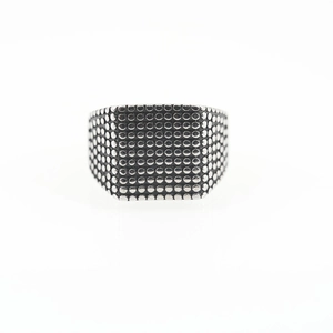 Punk style men's titanium steel signet ring with vintage textured square surface