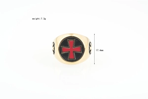 Details zur Gold Punkuhr Kreuzsiegelring Herren mit 17,4mm Höhe und 7,3g Gewichtangabe