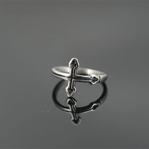 Vintage Punk Titanium Steel Cross Ring Retro Distressed Gothic Design Finger Ring Unisex Trendy Fashion Jewelry For Party