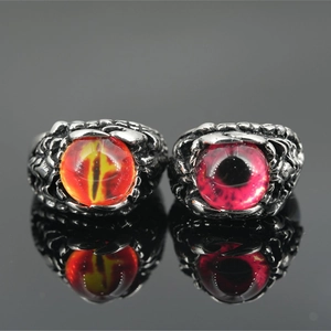 Retro Goth Punk Titanium Steel Demon Eye Ring Vintage Dragon Claw Snake Pattern Jewelry Unisex Ring For Men Women