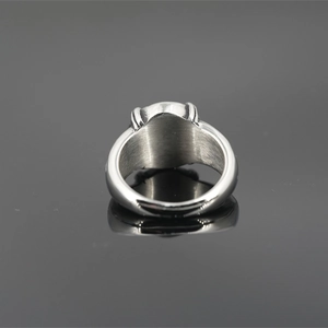 Polished titanium steel star ring with brushed inner texture for unisex fashion jewelry