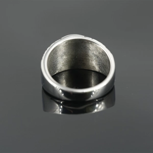 Anello con sigillo nautico retrò in acciaio inossidabile argento con incisione 925