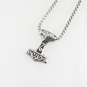 Collana con Pendente Martello di Thor Mjölnir Vichingo in Acciaio Inossidabile Vintage per Uomo Gioielli Hip Hop Totem Mitologia Norrena