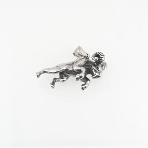 Retro hip-hop style 3D goat pendant necklace in vintage silver finish stainless steel