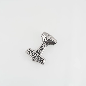 Ciondolo Martello di Thor Mjölnir in acciaio al titanio argento vintage per uomo