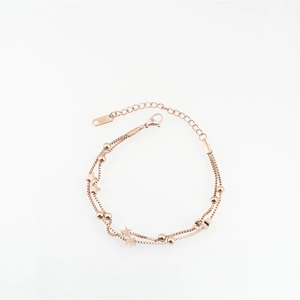 Double-layered rose gold star bracelet made of durable stainless steel with round beads