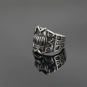 Vintage Gothic Crown Ring Stainless Steel Cross Pattern Carved Band Retro Punk Rock Jewelry For Men Women Unisex Accessory