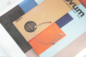 Detail von Silberarmband mit T-förmigem Lächeln-Balken und Karabinerverschluss auf Magazin