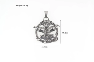 Detailed macro view of Viking Mjolnir pendant with dimensions 41.6mm by 46.5mm