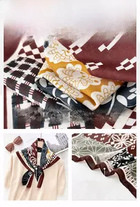 Vue détaillée de la texture à chevrons et des motifs géométriques sur le foulard