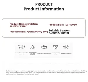 Detailed specifications of the leopard print faux cashmere square scarf for winter