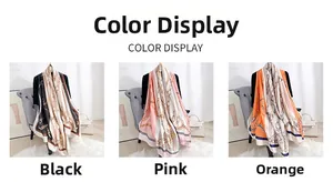 Elegante Seidenschals mit Kettenmuster-Druck in den Farben Schwarz, Rosa und Orange