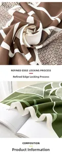 Detailed view of exquisite edge stitching on silk-like scarves with geometric patterns