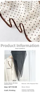 Detailed macro view showing the polka dot print texture on 50x170CM diamond silk scarves