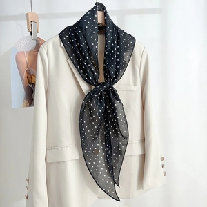 Women Polka Dot Scarf Elegant Satin Polyester Diamond Shape Lightweight Neck Scarf Fashion Versatile Accessory For Daily Wear
