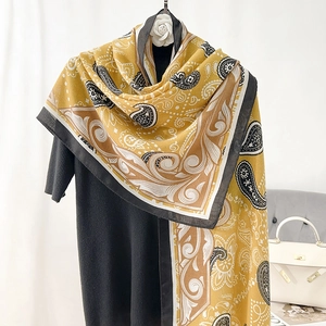Vintage Paisley Print Polyester Shawl Elegant Lightweight Floral Scarf For Women Travel Beach Large Wrap Fashion Accessory