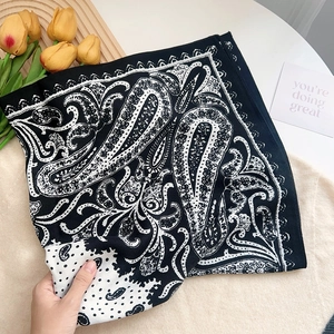 Vintage Französisch Paisley Muster Satin Viereckiges Halstuch Für Damen Retro Fischgrätenmuster Elegant Modisch Wickeltuch