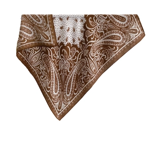 Braunes und weißes Paisley-Seidentuch im klassischen französischen Vintage-Dreiecksstil