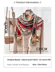Detail of 130cm large bohemian square scarf with tassels styled on a wool coat