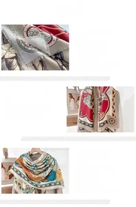 Close-up of fringe edges and vintage ethnic print on soft elegant pashmina scarf