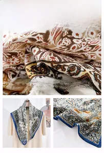 Detail of herringbone weave fabric with vintage floral print and flat-lock stitched edges