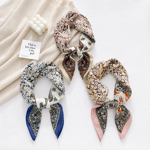 Chic floral printed square silk scarves with bohemian patterns in various elegant colors