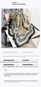 Macro detail of houndstooth and floral print scarf on handbag with 70x70cm dimensions