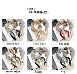 Collection of women's silk square scarves featuring vintage floral and houndstooth patterns