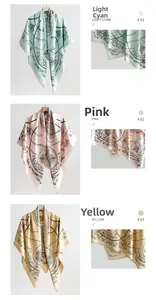 Detail showing elegant silk texture with vintage floral patterns in three colors