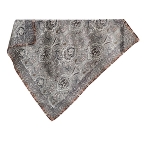 Eleganter Paisley-Quadrat-Schal aus klassischem hellgrauem und beige Samt-Gefühl Stoff