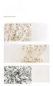 Detailed macro view of the floral print square scarf with breathable fabric and curved edges