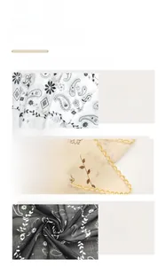 Detail showing wave-edged paisley print scarf with breathable and skin-friendly fabric texture